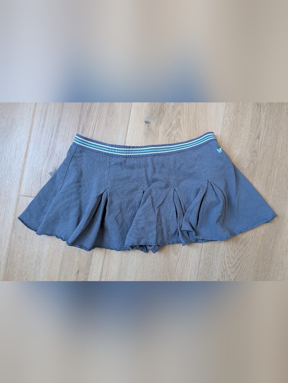 Y2K Aeropostale Blue Pleated Skort Striped Stretch Waistband Vintage